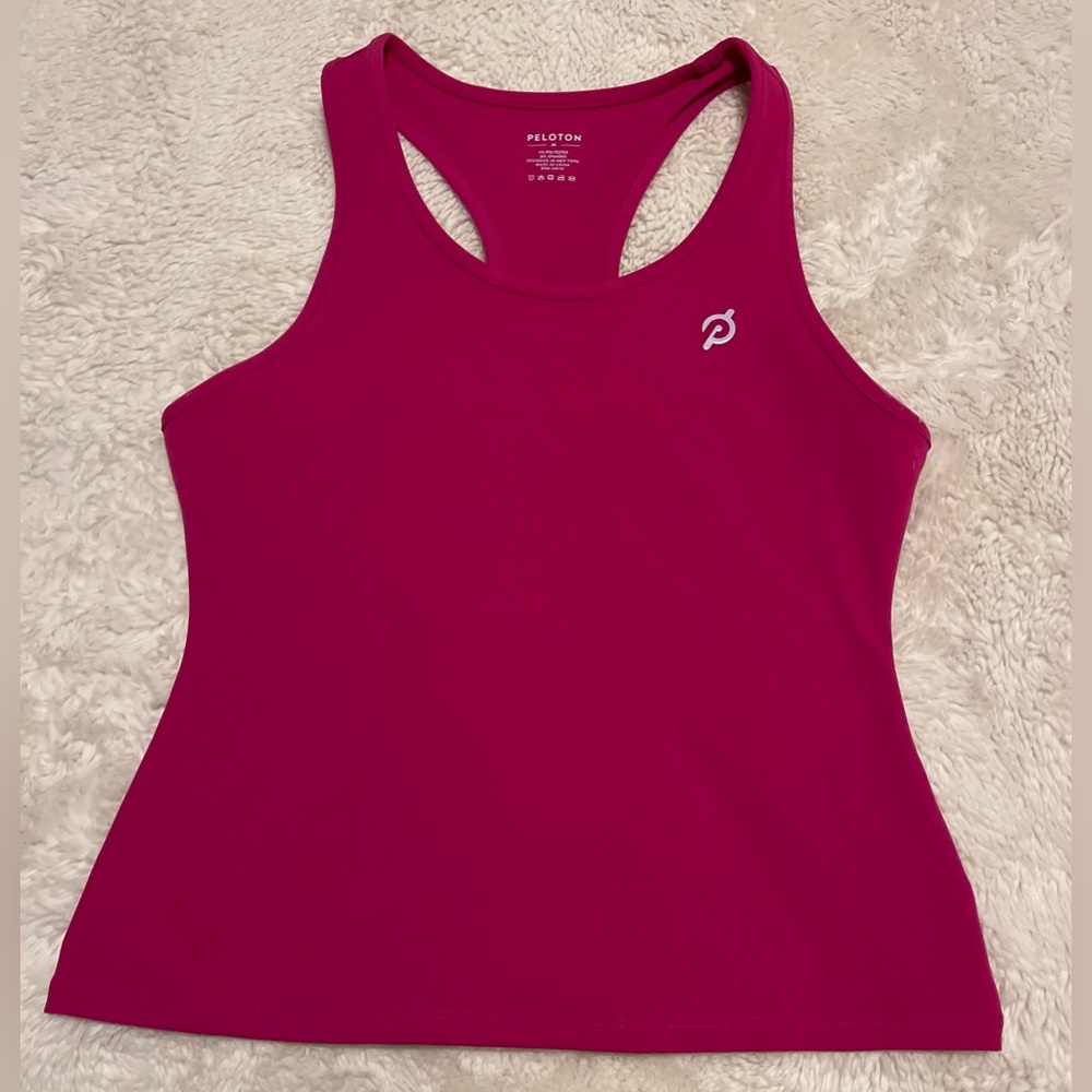 Peloton Women's Flow Racer Tank Pink Cadent Cropped Logo Tank Top Medium